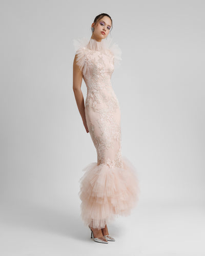 Embellished Dress With Rushed Tulle