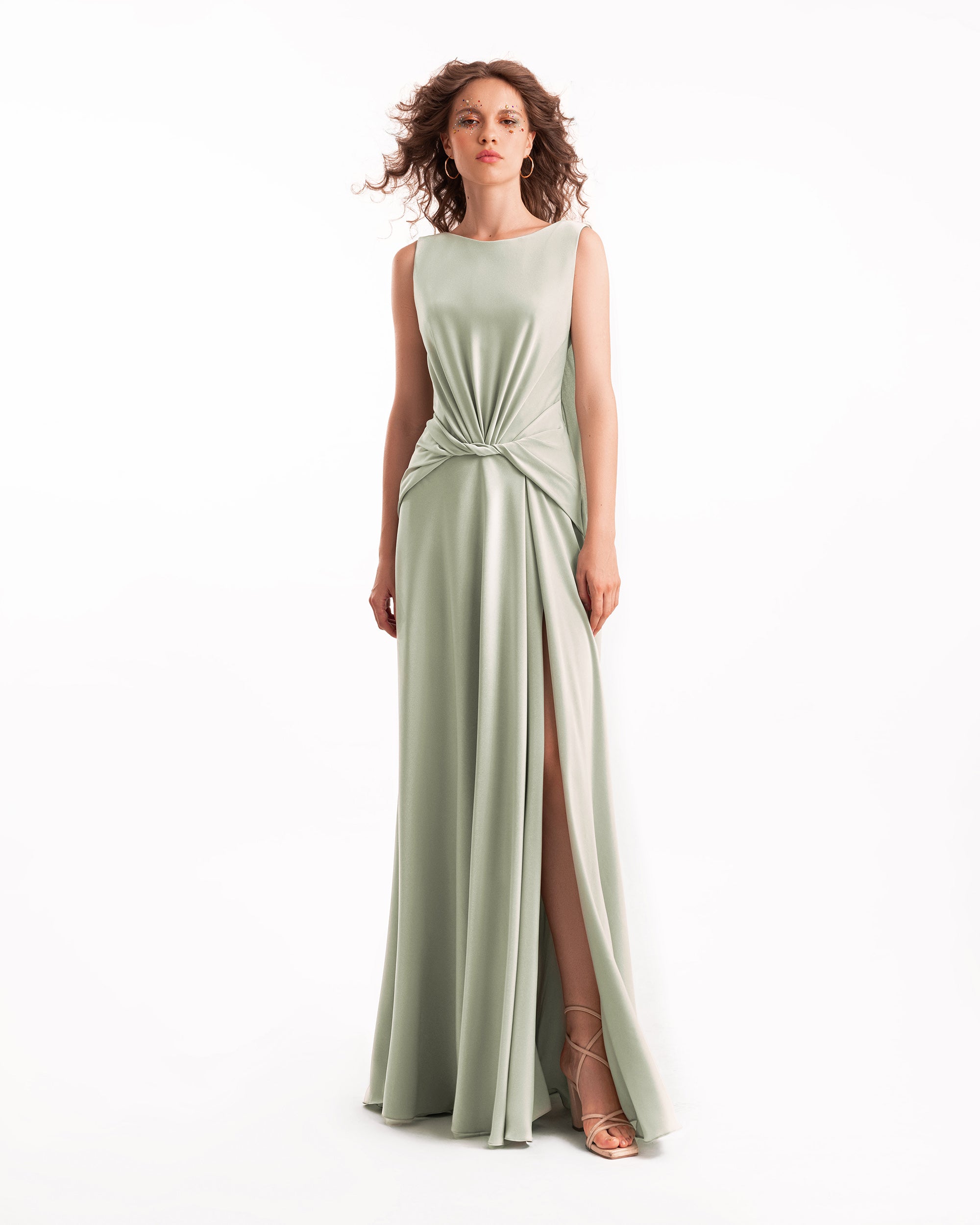 Gemy Maalouf | Evening Dresses | Draped Satin Dress with Knot Waist Gemy Maalouf | Evening Dresses | Draped Satin Dress with Knot Waist