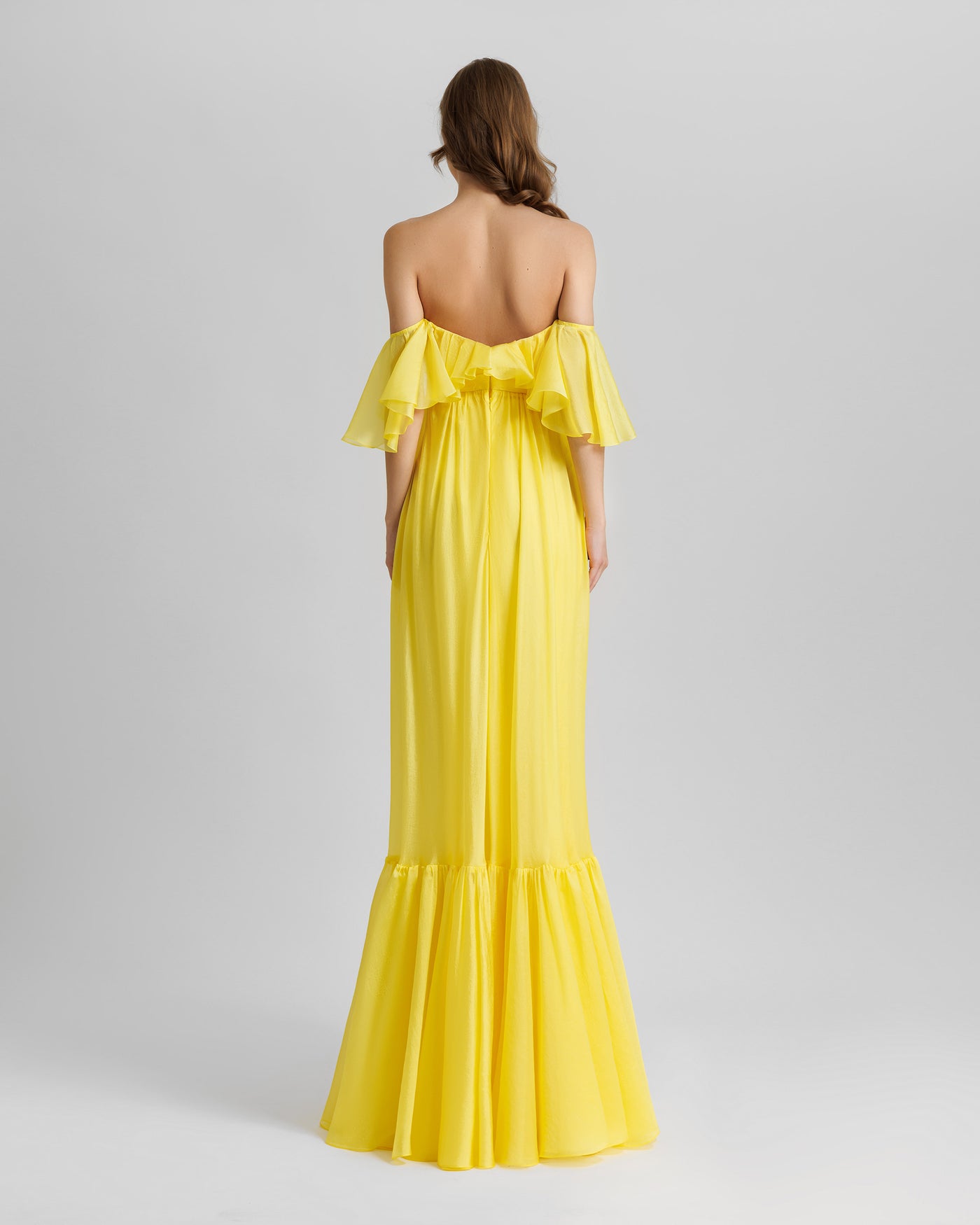 Yellow Off-The-Shoulders Flowy Dress
