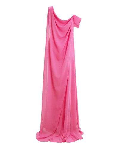 Asymmetrical Neckline Candy Pink Dress