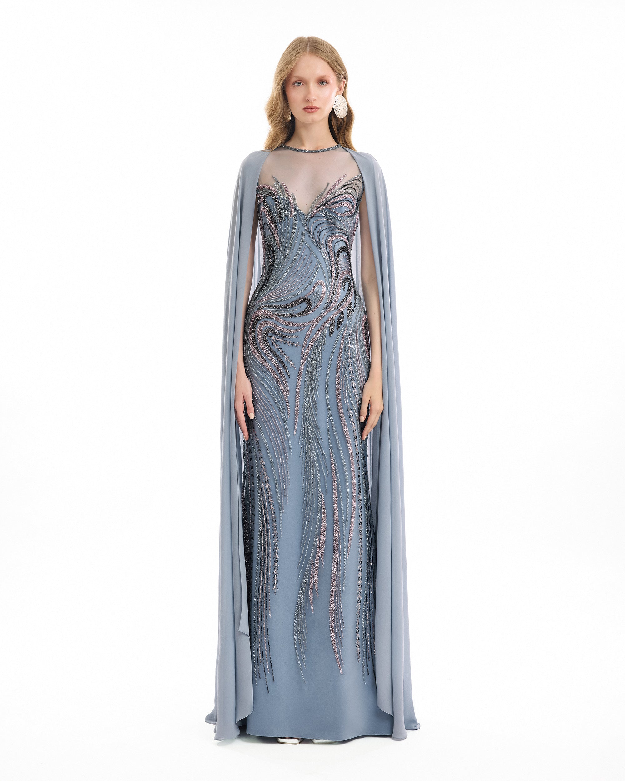Gemy Maalouf | Evening Dresses | Fitted Beaded Dress with Sheer