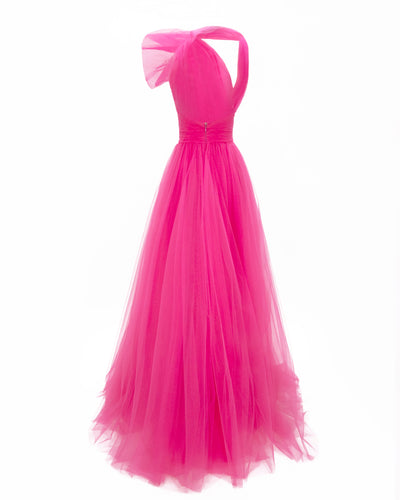 Bow-Like Pink Tulle Dress