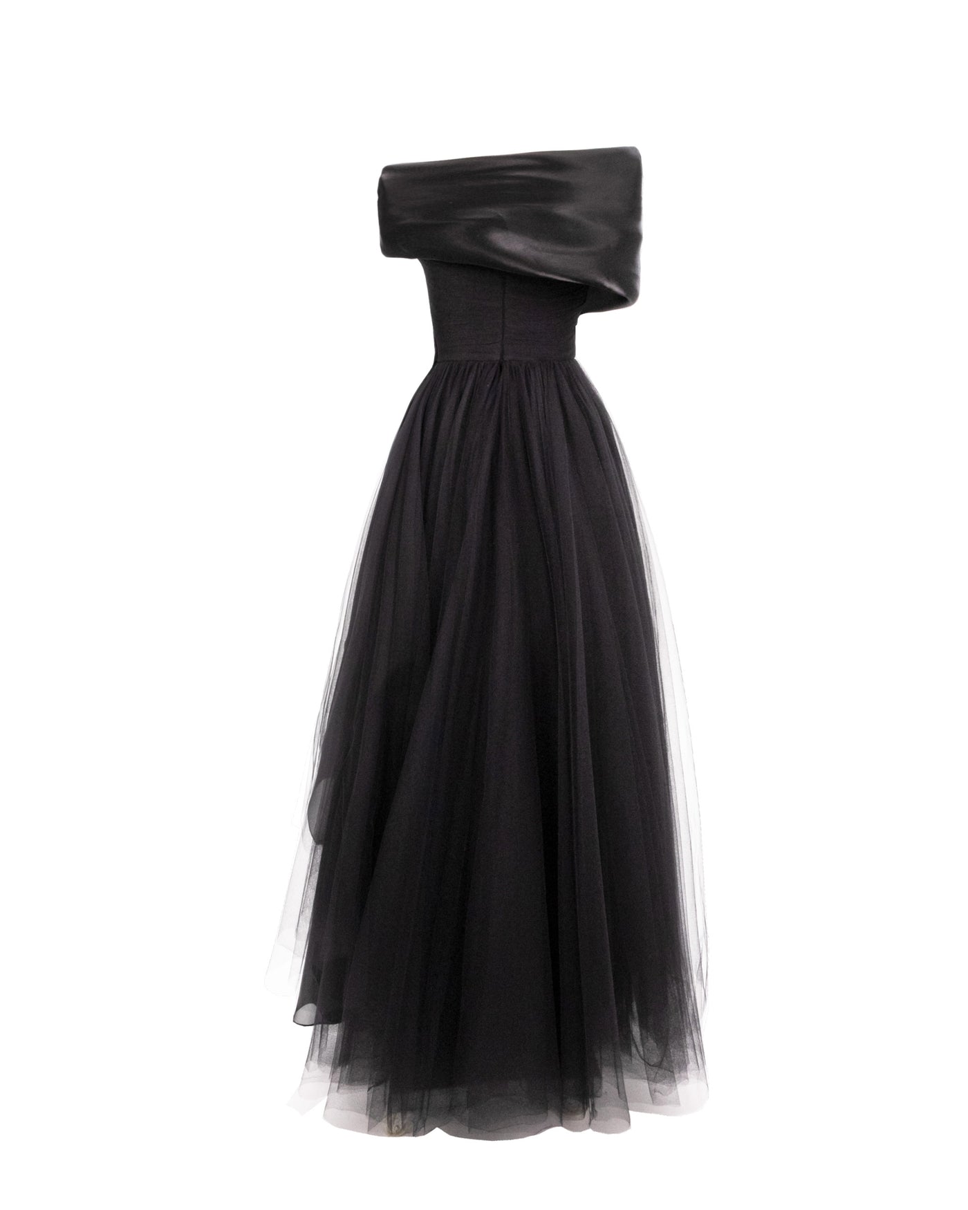 Draped and Ruffled Tulle Dress