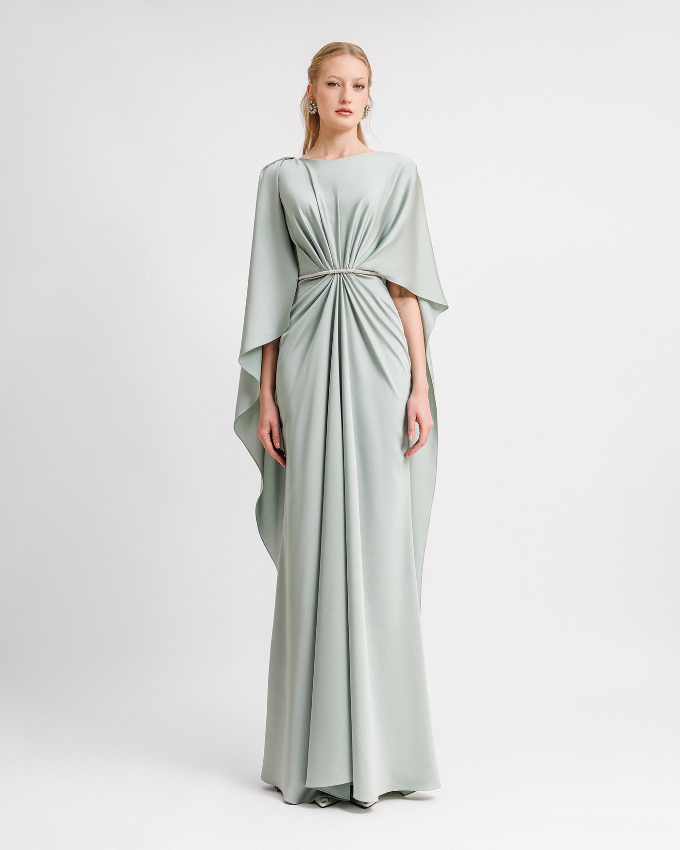 Asymmetrical Sleeve Cape-Like Dress
