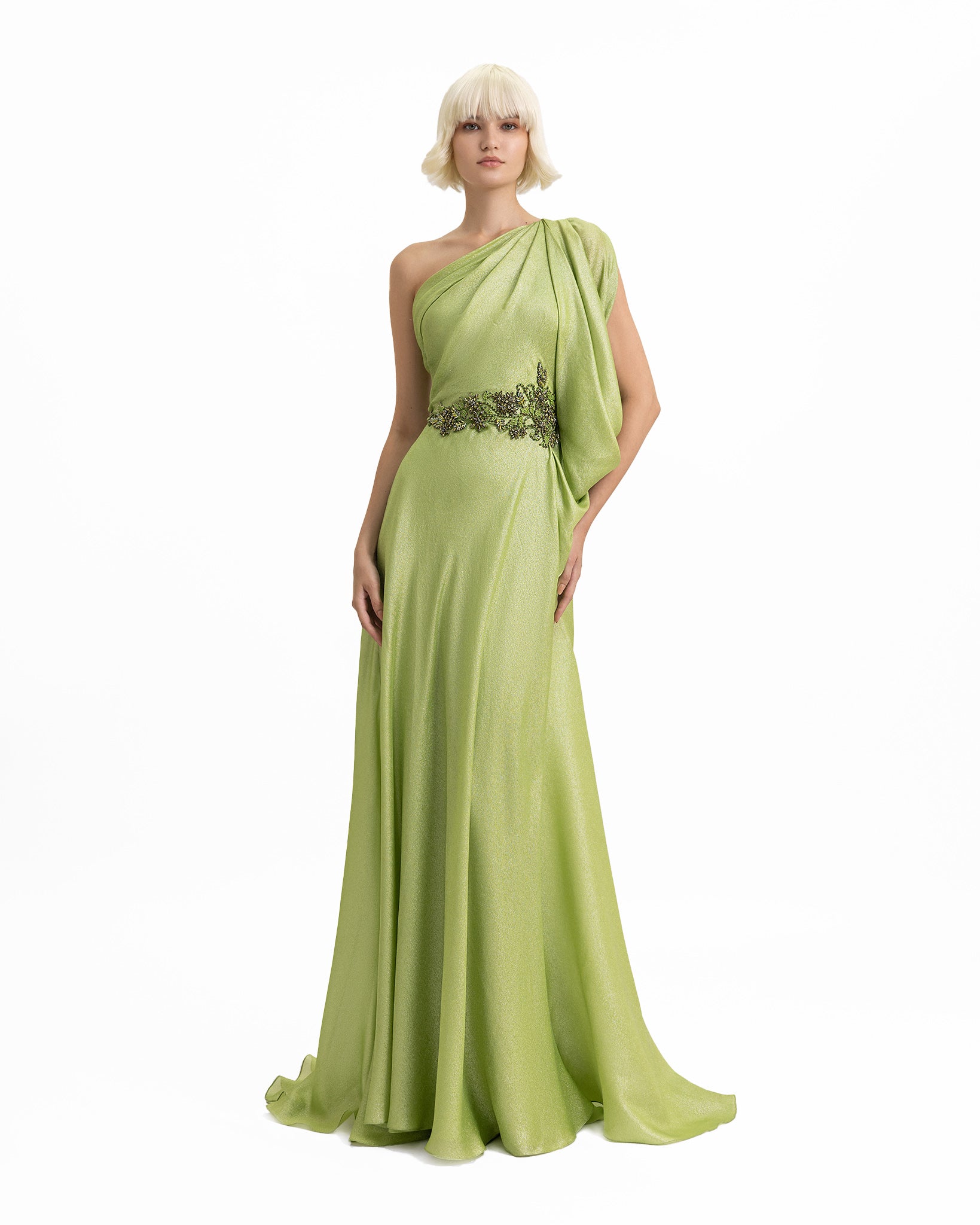 Gemy Maalouf - Gemy Maalouf | Evening Dresses | One-Shoulder Dress with Beaded Waistline - Gemy Maalouf - Gemy Maalouf | Evening Dresses | One-Shoulder Dress with Beaded Waistline -