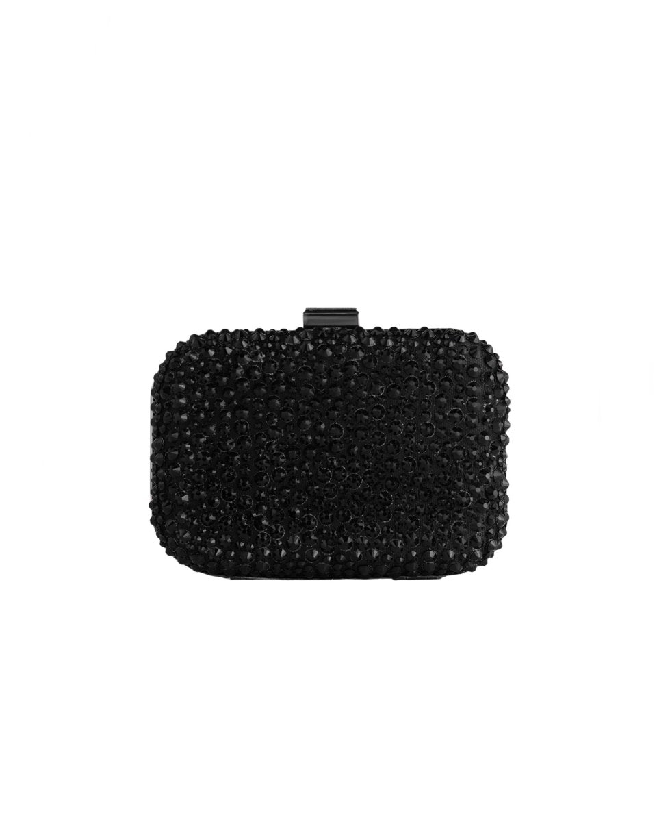 Gemy Maalouf | Clutches | Black Clutch With Rhinestones