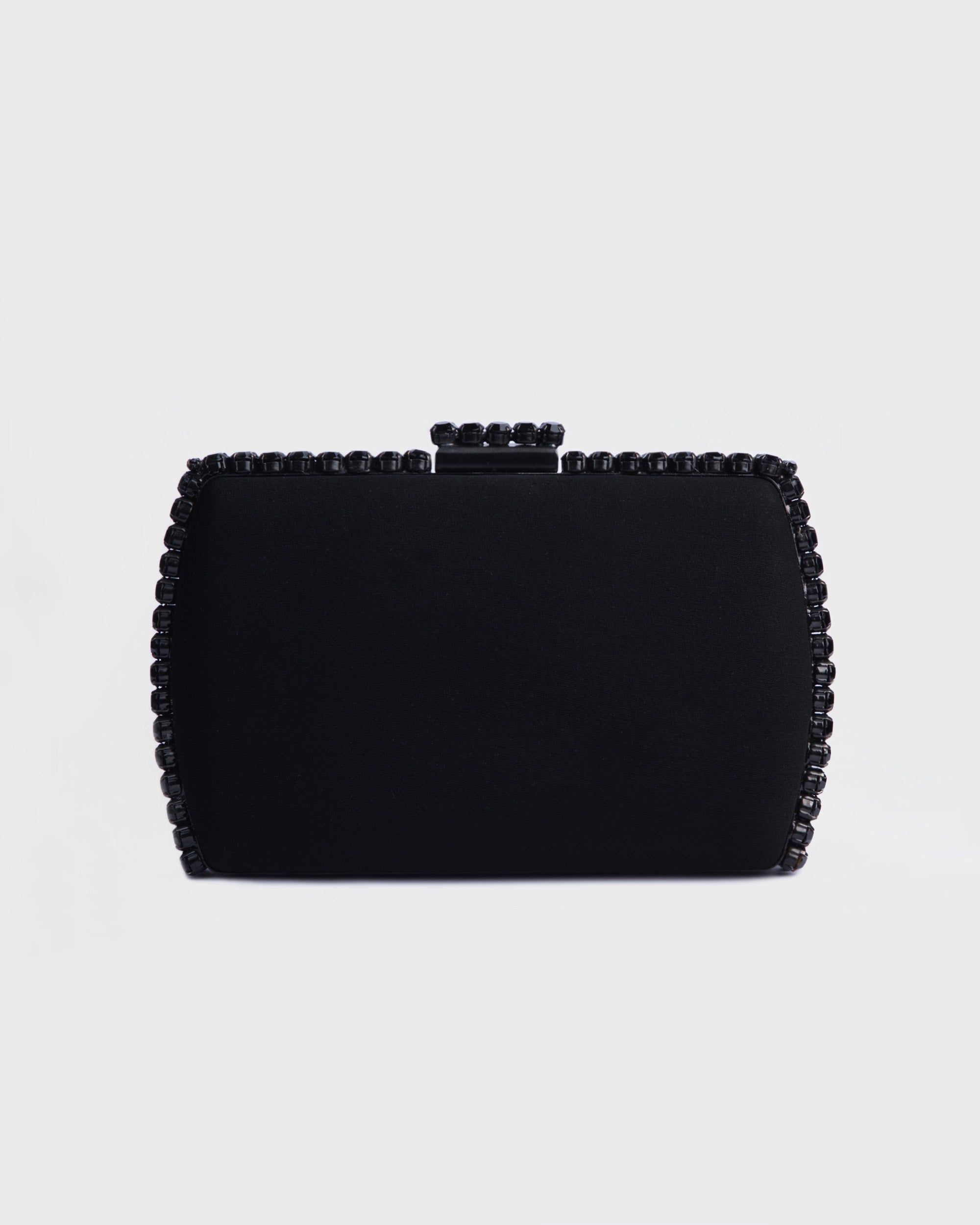 Black Clutch With Silver Hardware Gemy Maalouf