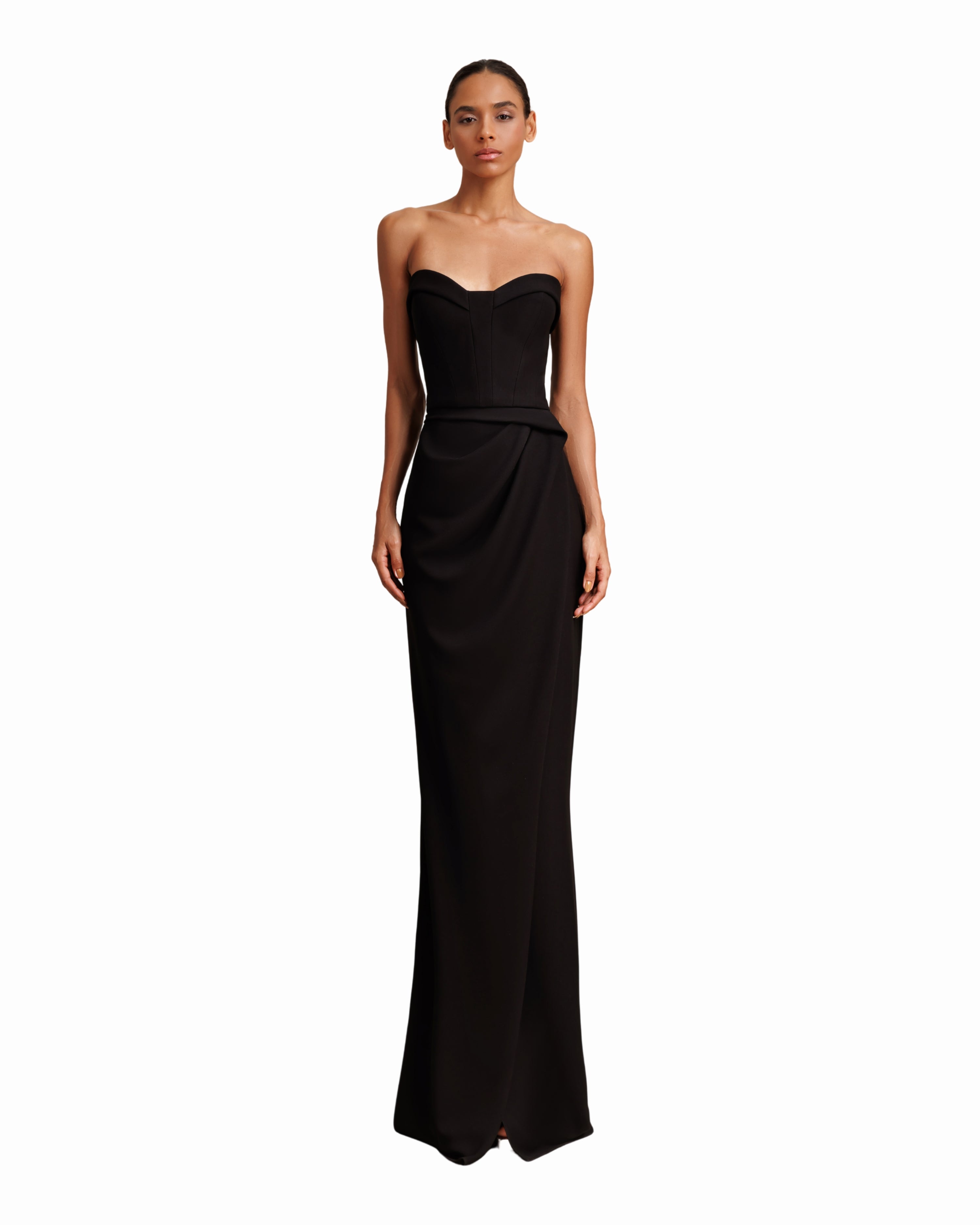 Gemy Maalouf - Strapless Draped Black Crepe Dress - Gemy Maalouf - Strapless Draped Black Crepe Dress -