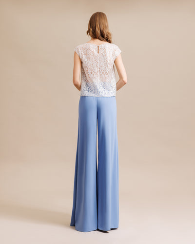 Pants With Slits Paired with Lace Top