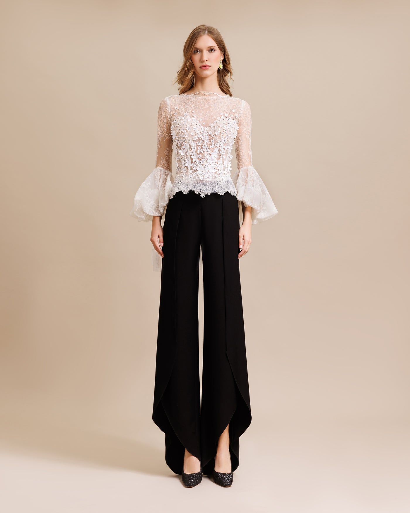 Corseted Tulle Top Paired With Pants