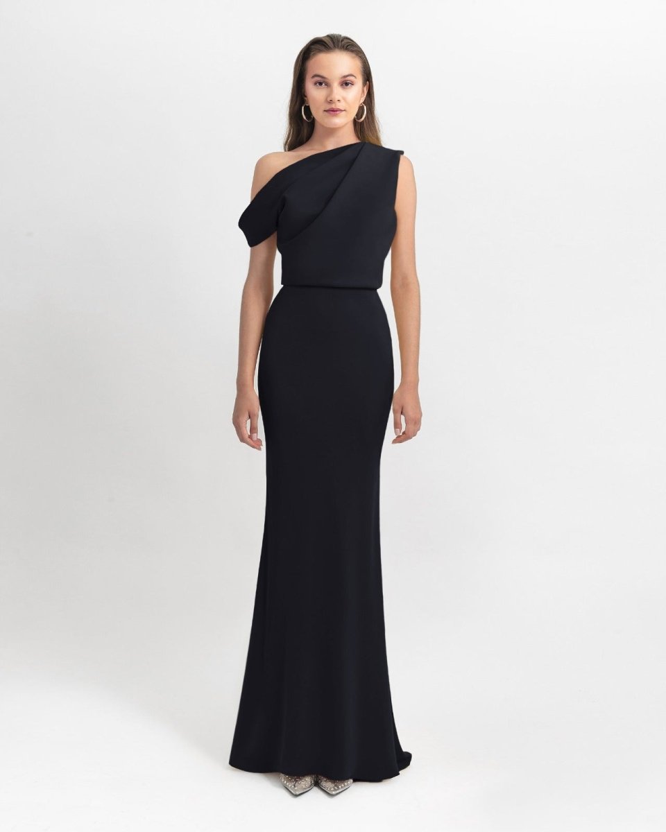 Gemy Maalouf | Evening Dresses | Black Crepe Long Dress Gemy Maalouf | Evening Dresses | Black Crepe Long Dress