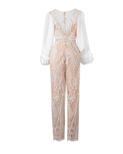 Jumpsuit With Laser-Cut Sleeves