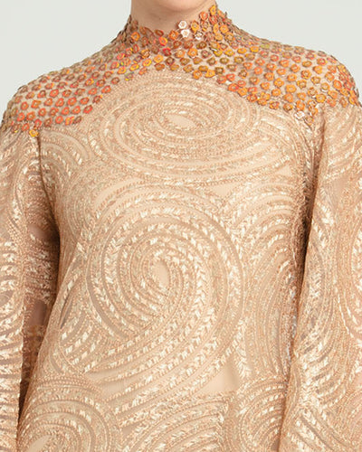Embroidered Sequined Cape-Like Kaftan