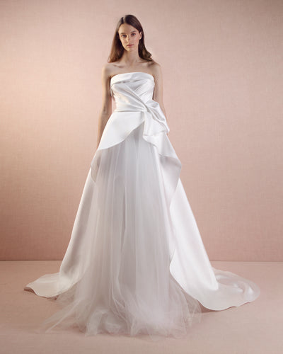 Strapless Mikado Gown With Draping Details
