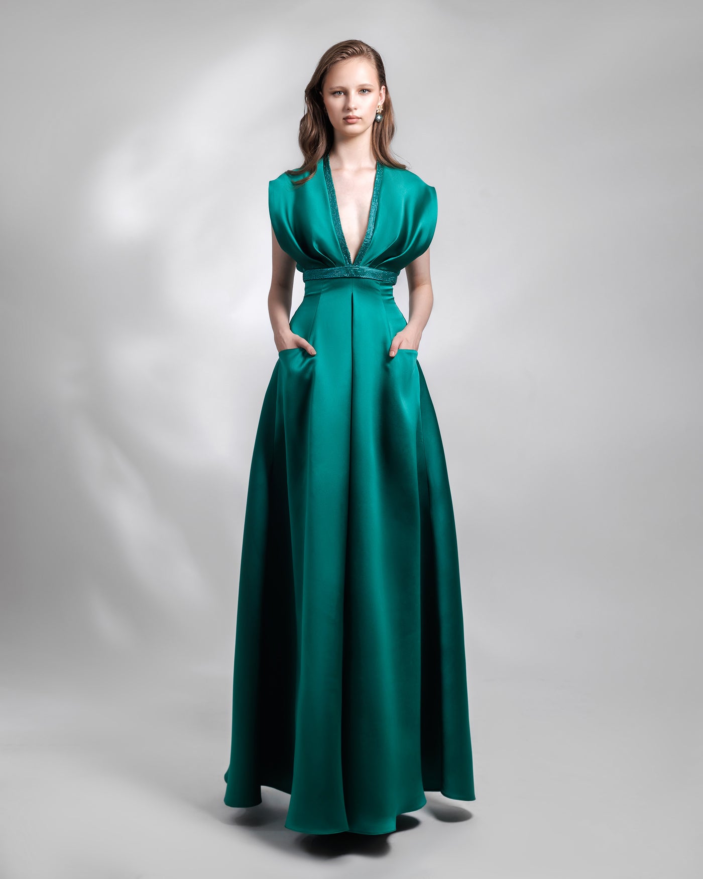 Long Green Dress with Pockets
