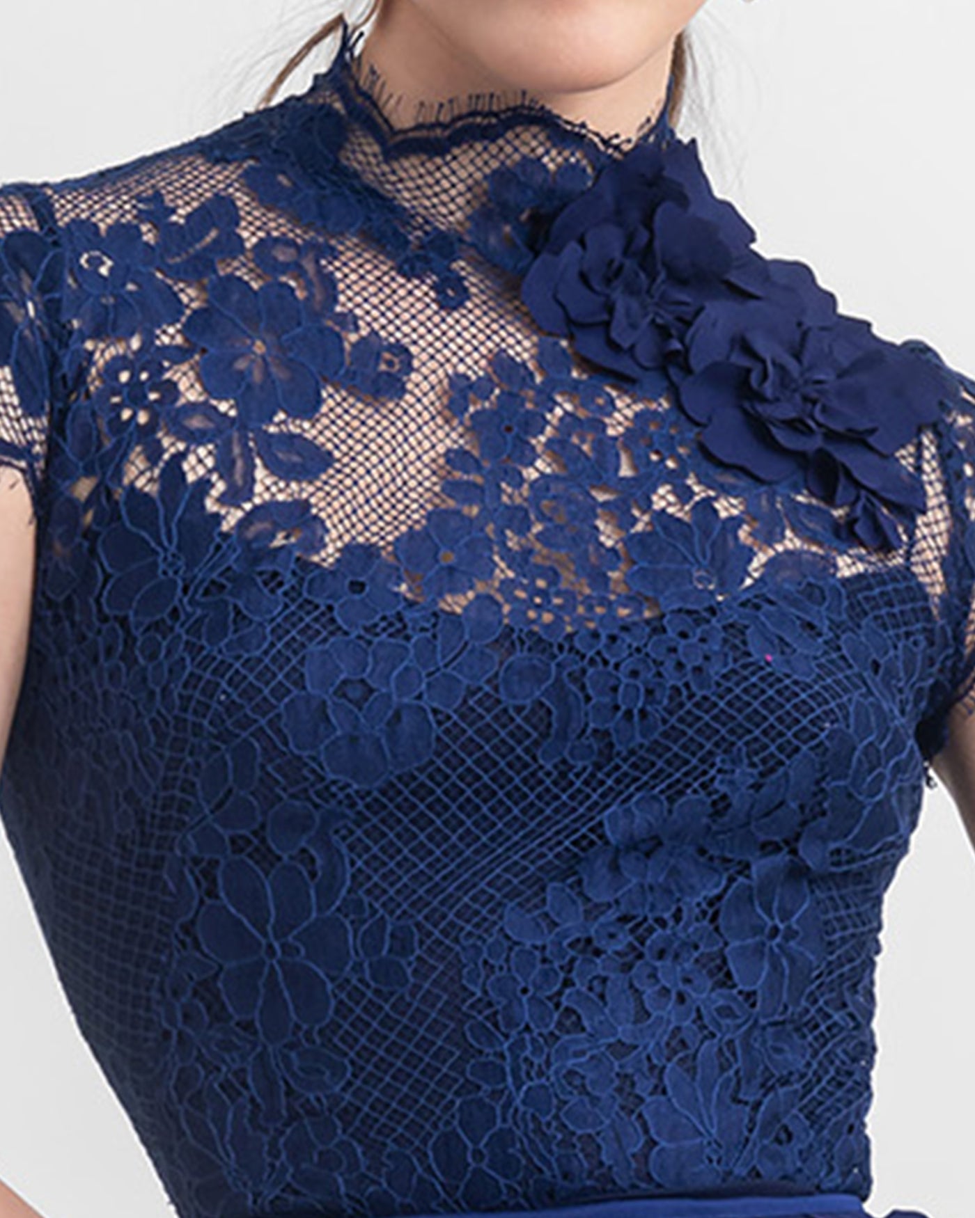 Navy Blue Lace Top