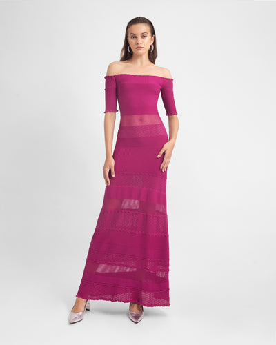 Straight Knit Fuchsia Dress