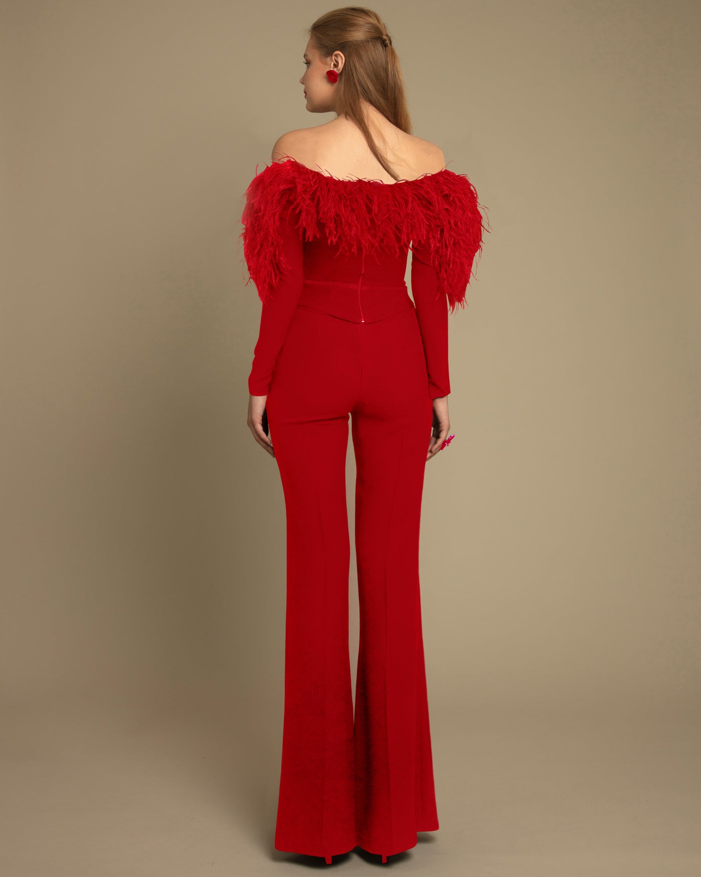 Off-Shoulders and Pants Red Set
