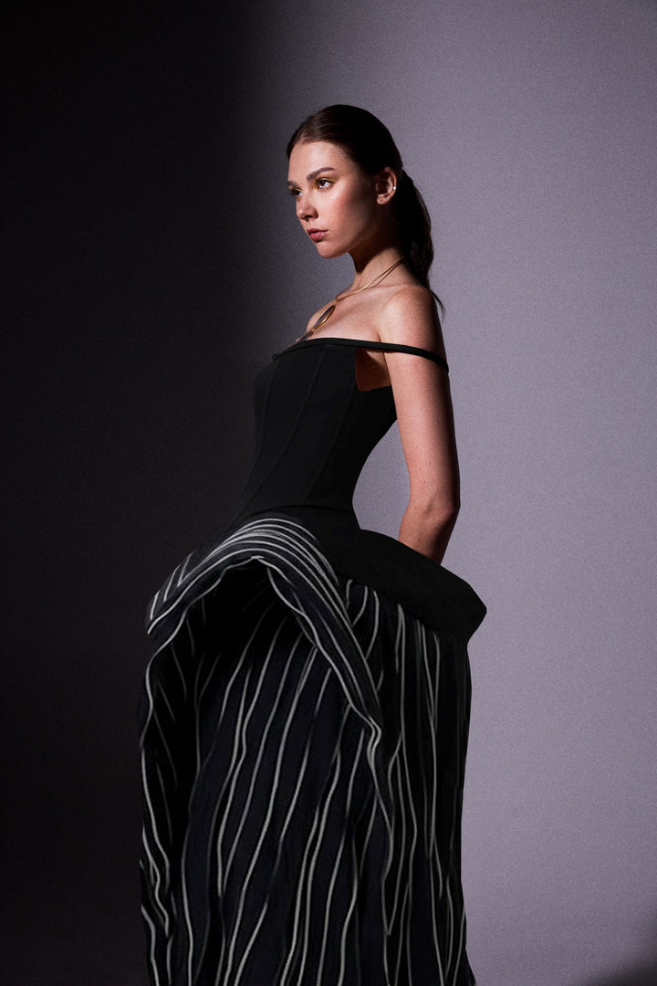 Structured Chiffon Panels Dress