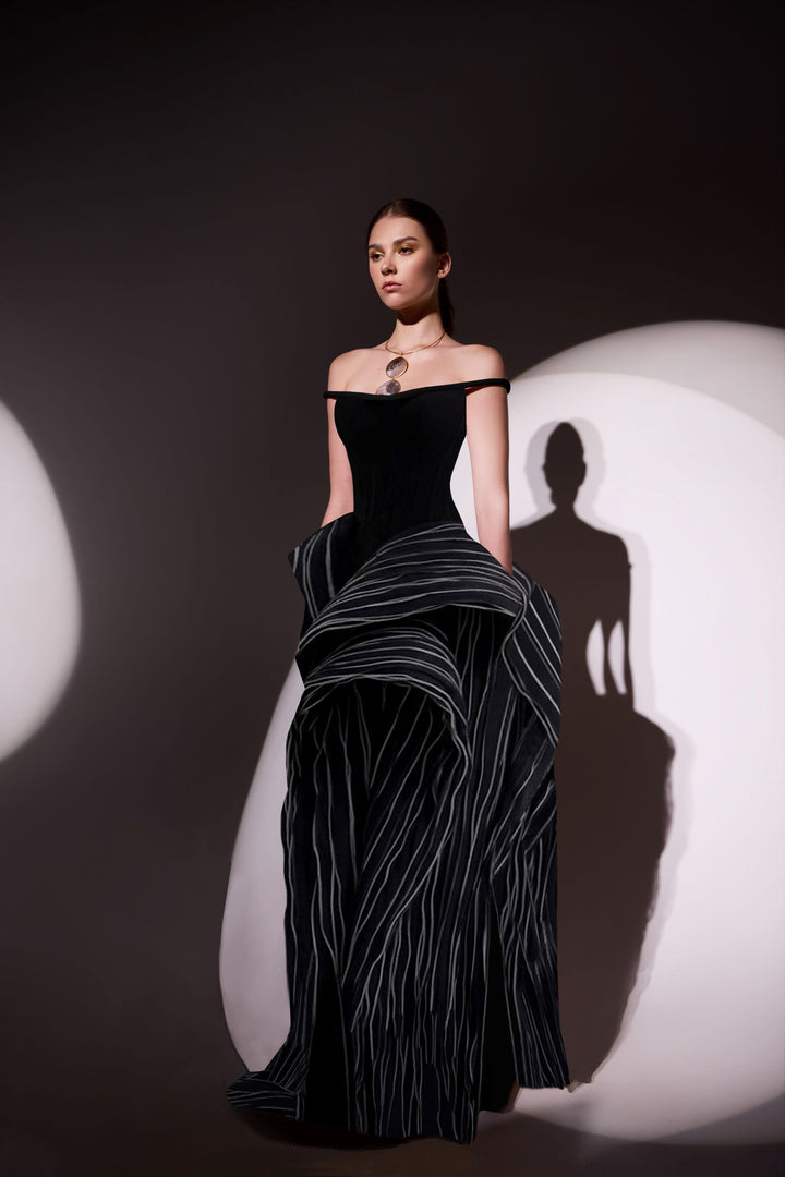 Structured Chiffon Panels Dress