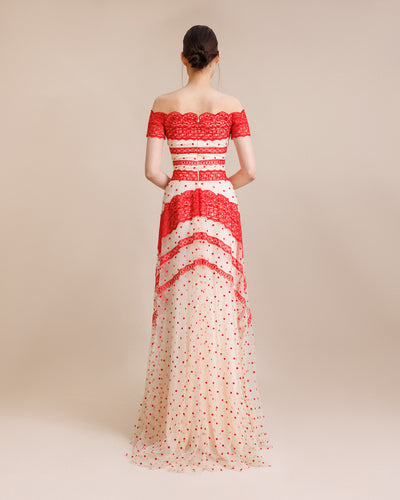 Off-the-shoulder Lace Detailing Dress