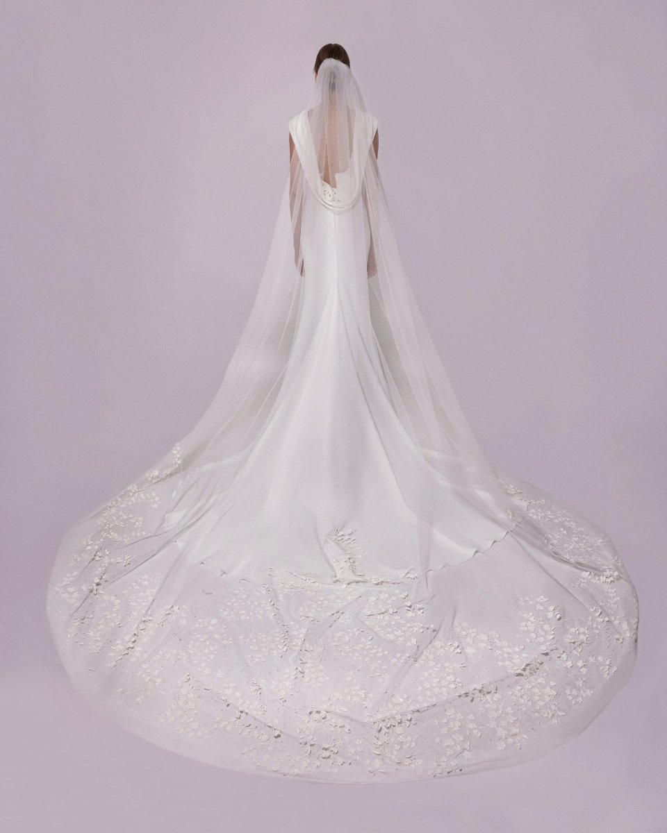 meghan geo lace maxi wedding dress Megan A LINE wedding dress by OKSANA MUKHA