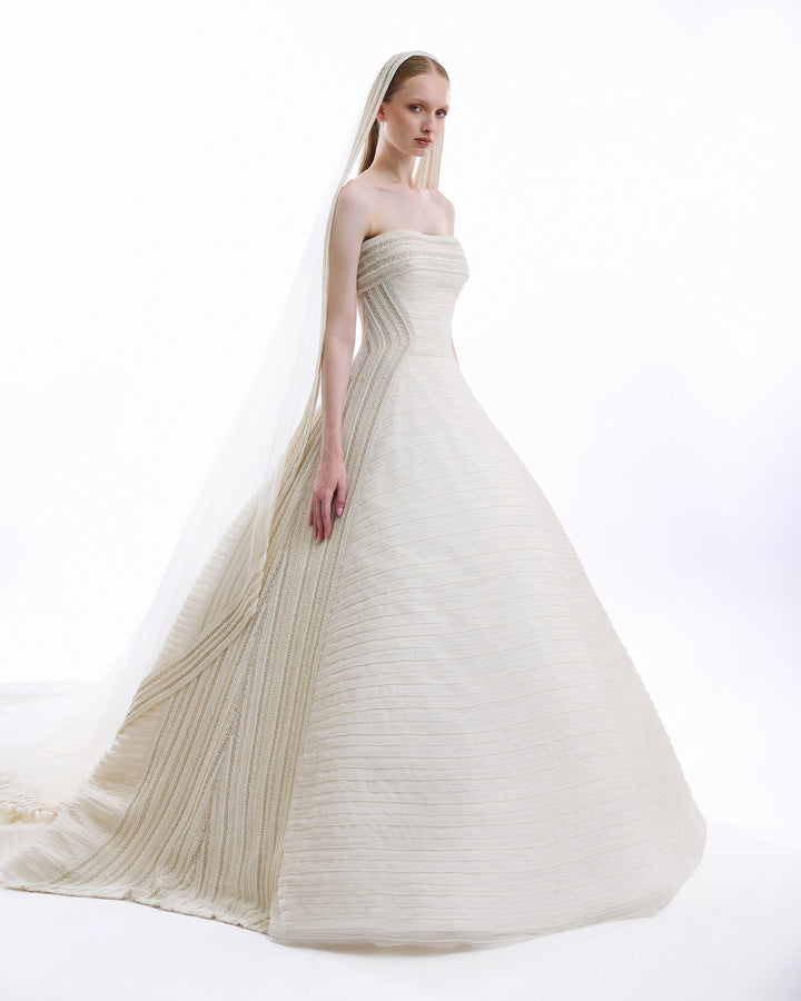 Beaded Strapless Gown