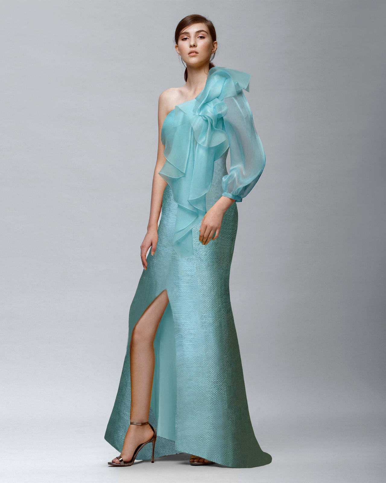 فستان ازرق بكم واحد