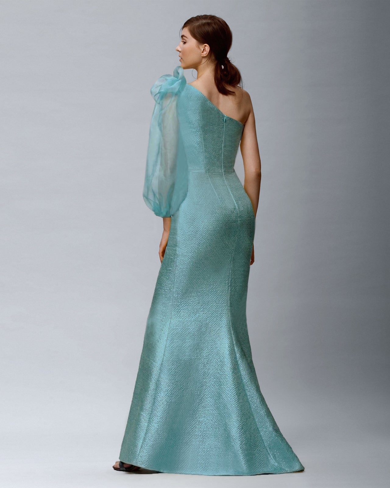 فستان ازرق بكم واحد