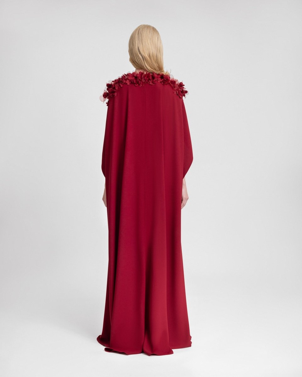 Floral Embellished Neckline Kaftan - Gemy Maalouf