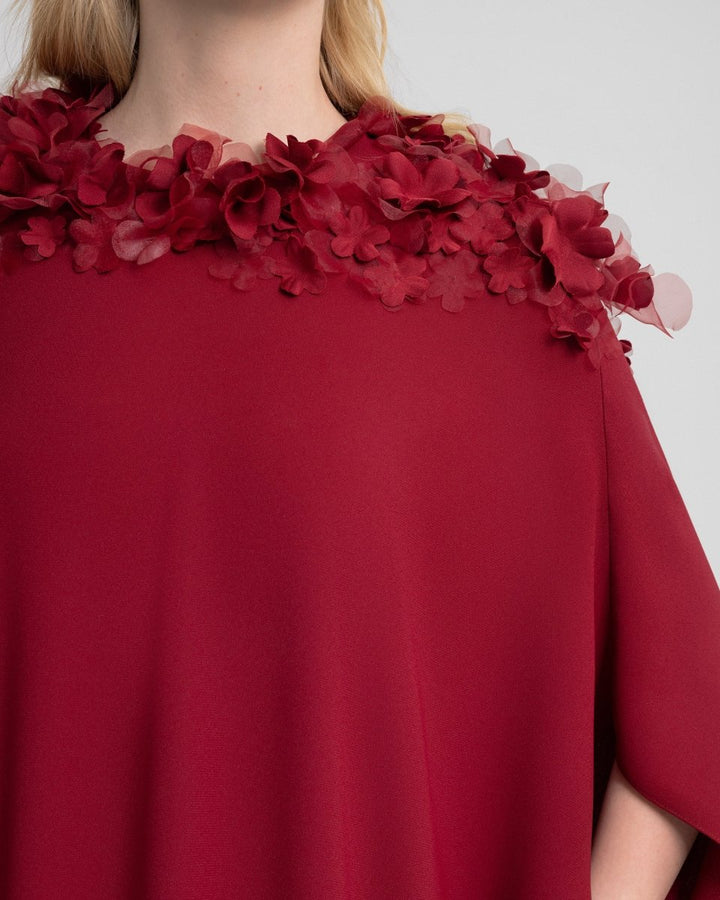 Floral Embellished Neckline Kaftan - Gemy Maalouf