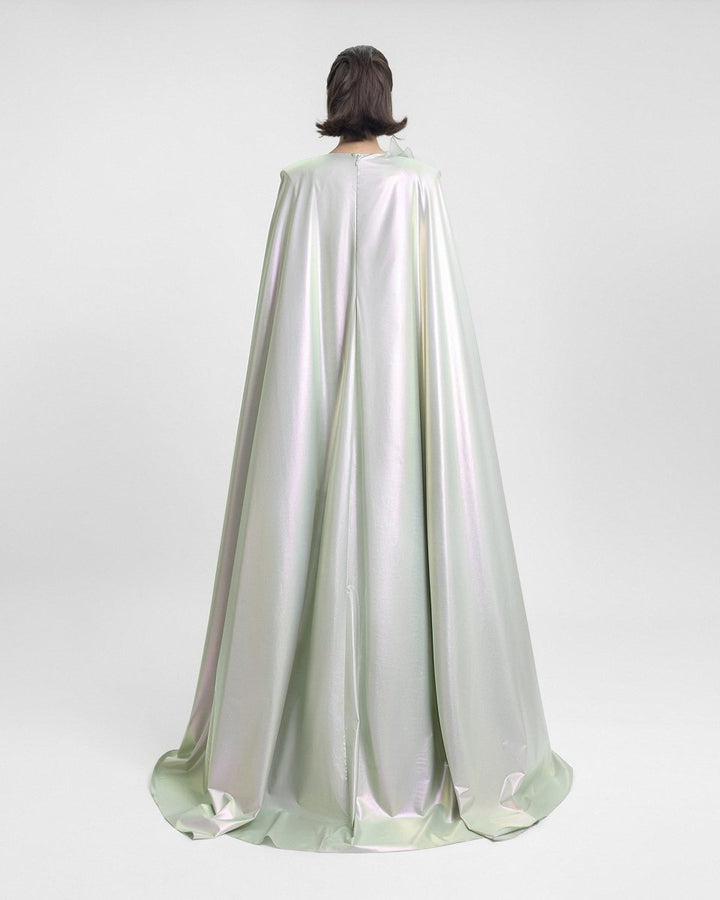 V - Neckline Kaftan With Draped Flower - Gemy Maalouf