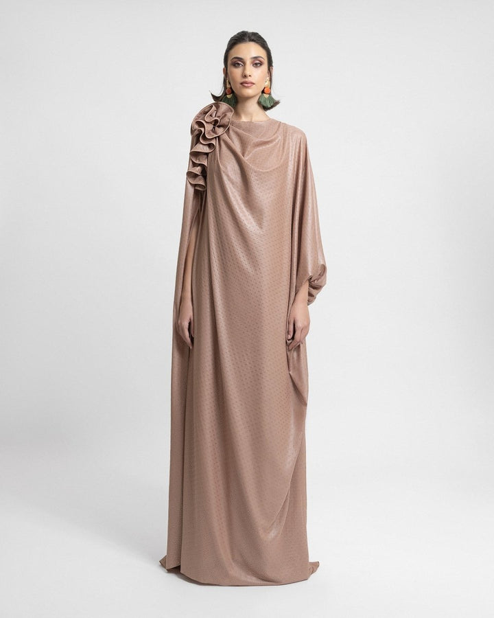 Draped Floral Embellishment Kaftan - Gemy Maalouf
