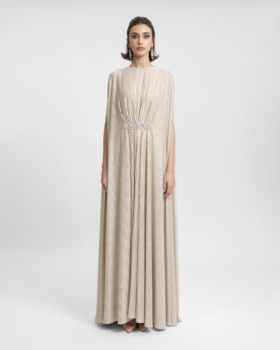 Draped Beaded Waistline Kaftan - Gemy Maalouf
