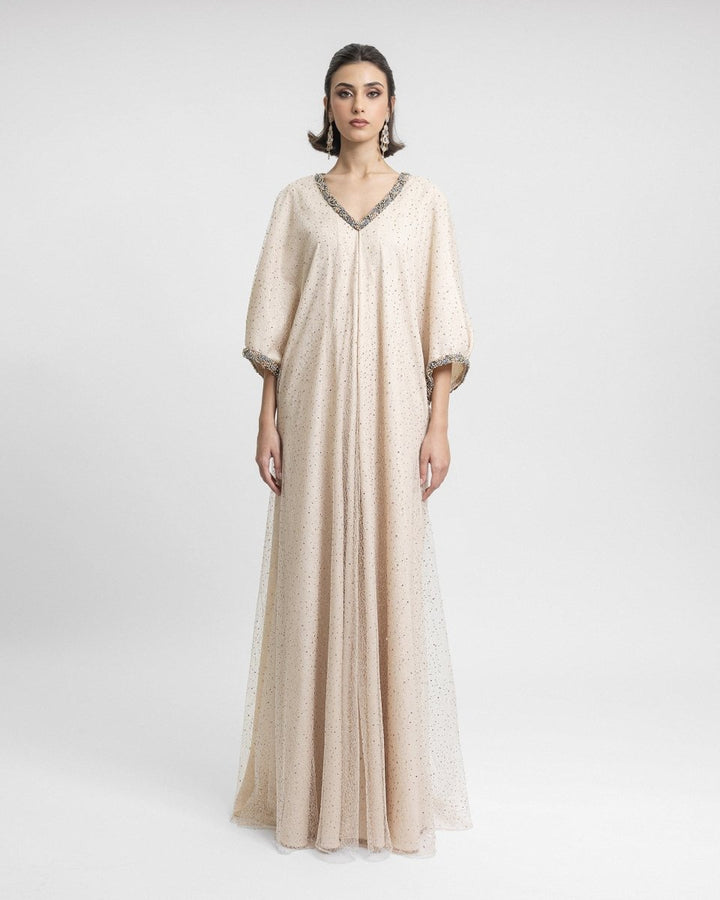 V - Neckline Loose - Cut Kaftan - Gemy Maalouf