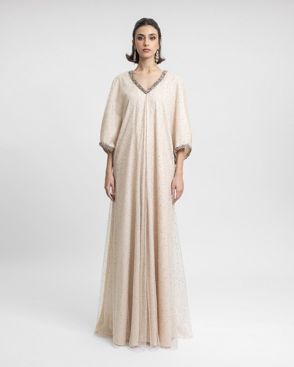 V - Neckline Loose - Cut Kaftan - Gemy Maalouf