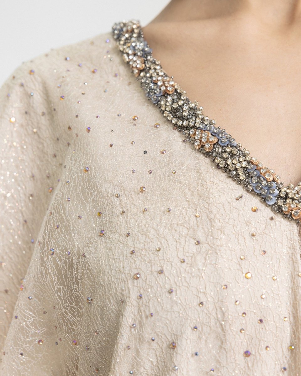 V - Neckline Loose - Cut Kaftan - Gemy Maalouf