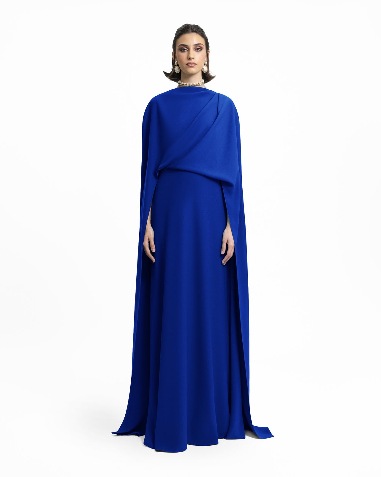 Draped Long Royal Blue Kaftan