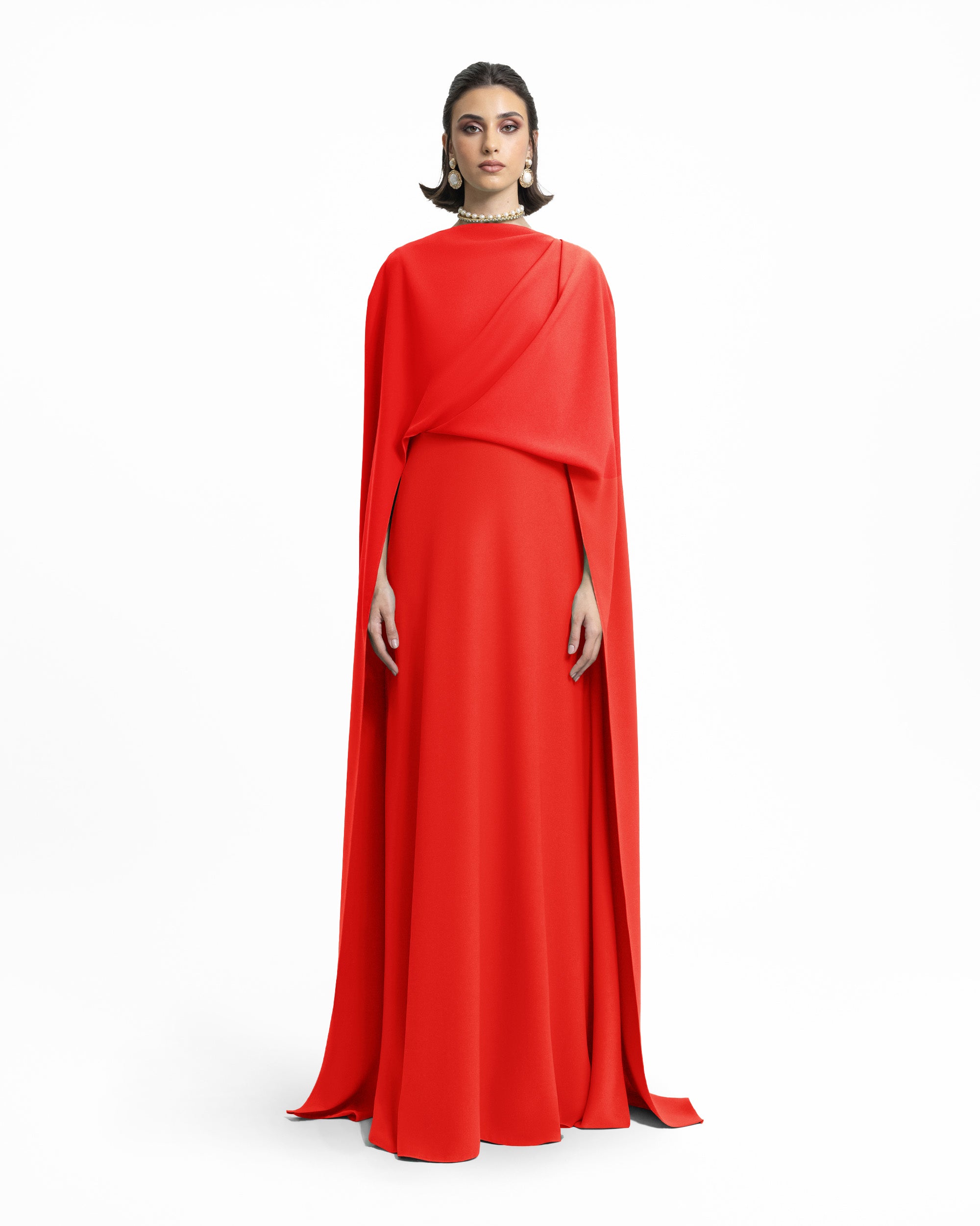 Draped Long Coral kaftan