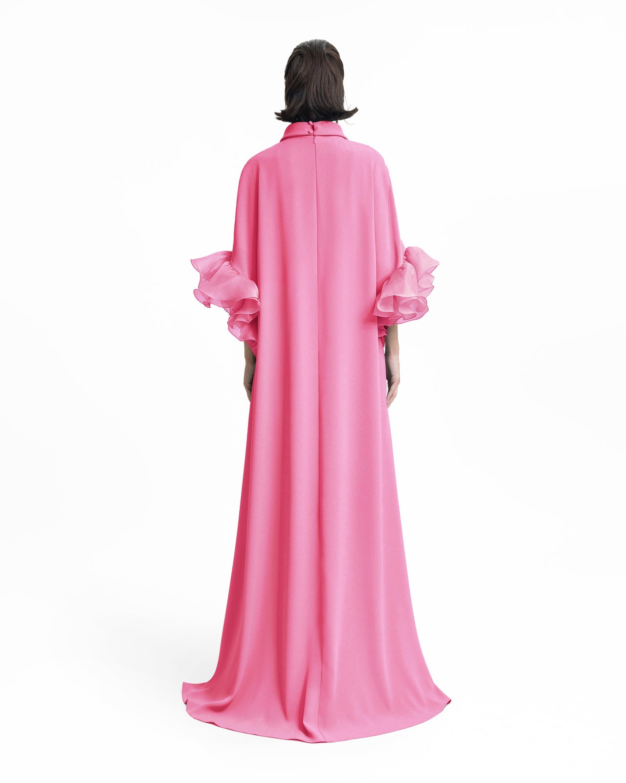 Long kaftan with Reversed Candy Pink High-Collar