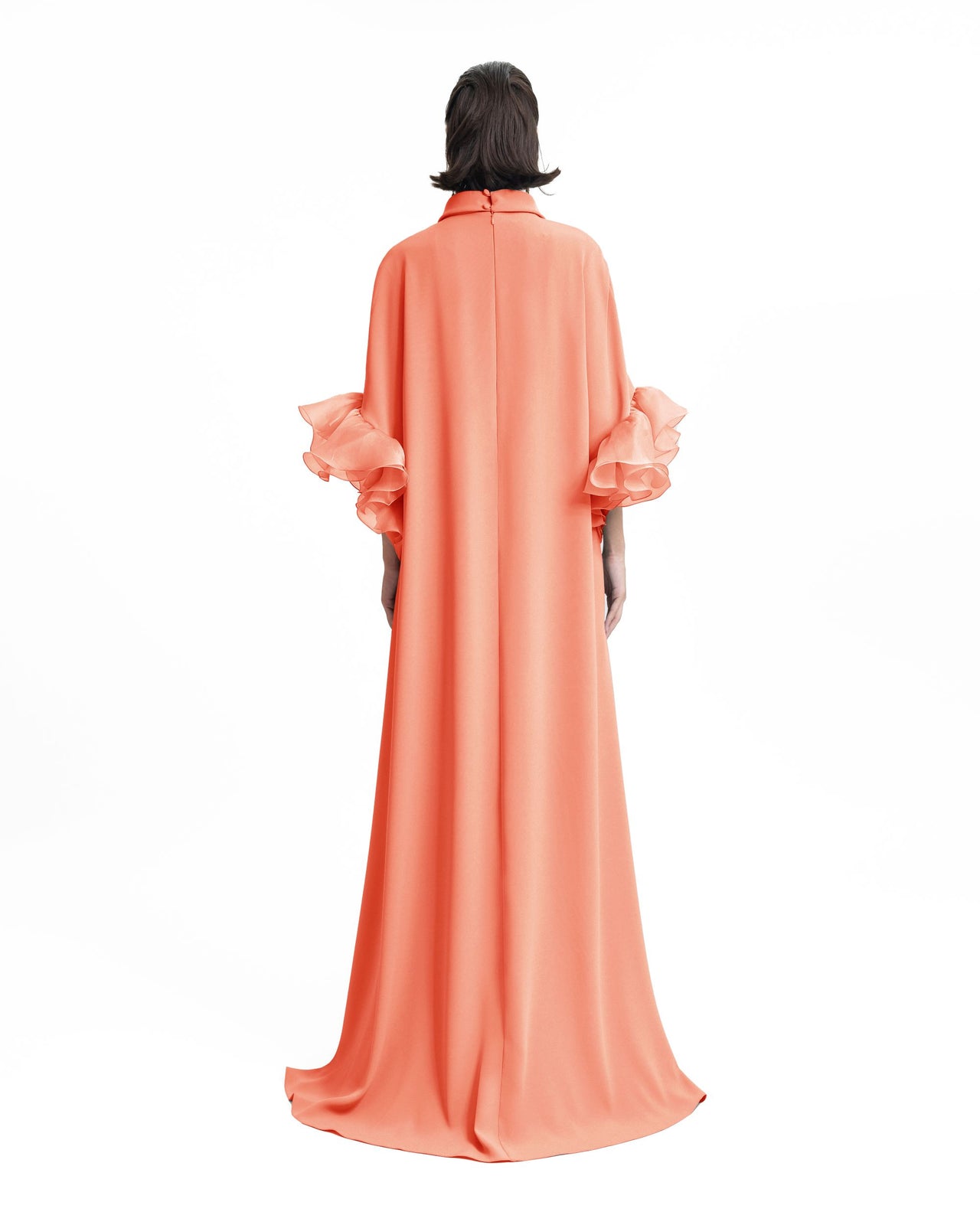 Long kaftan with Reversed Peach High-Collar