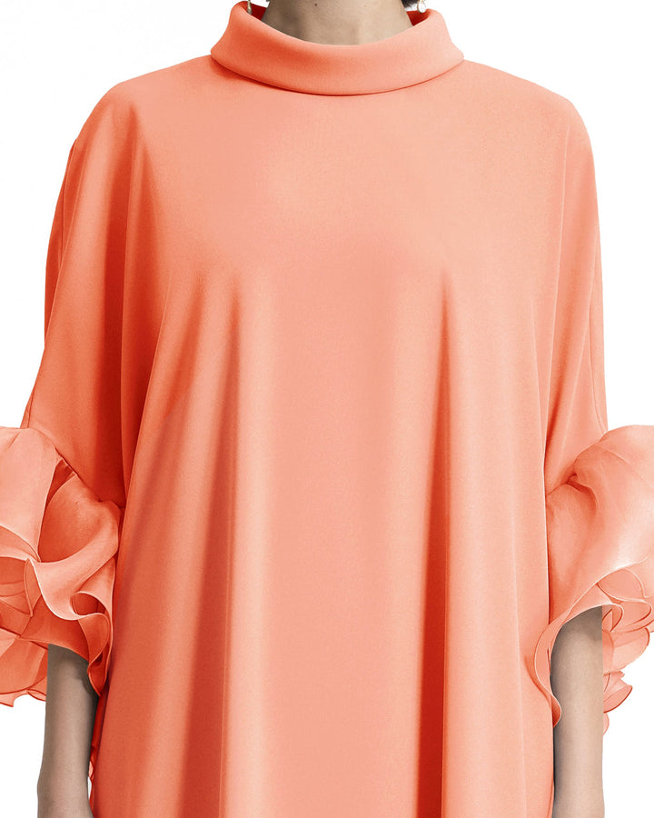 Long kaftan with Reversed Peach High-Collar