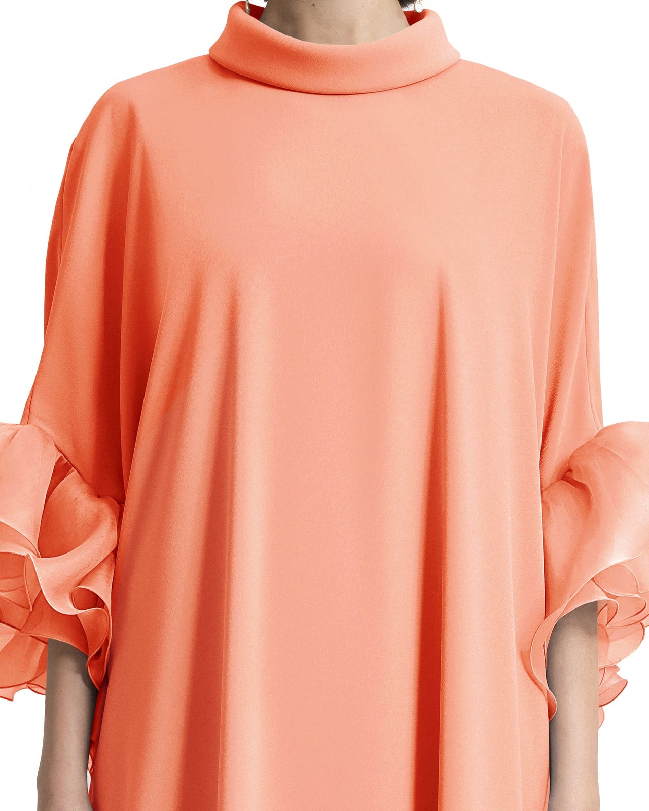Long kaftan with Reversed Peach High-Collar
