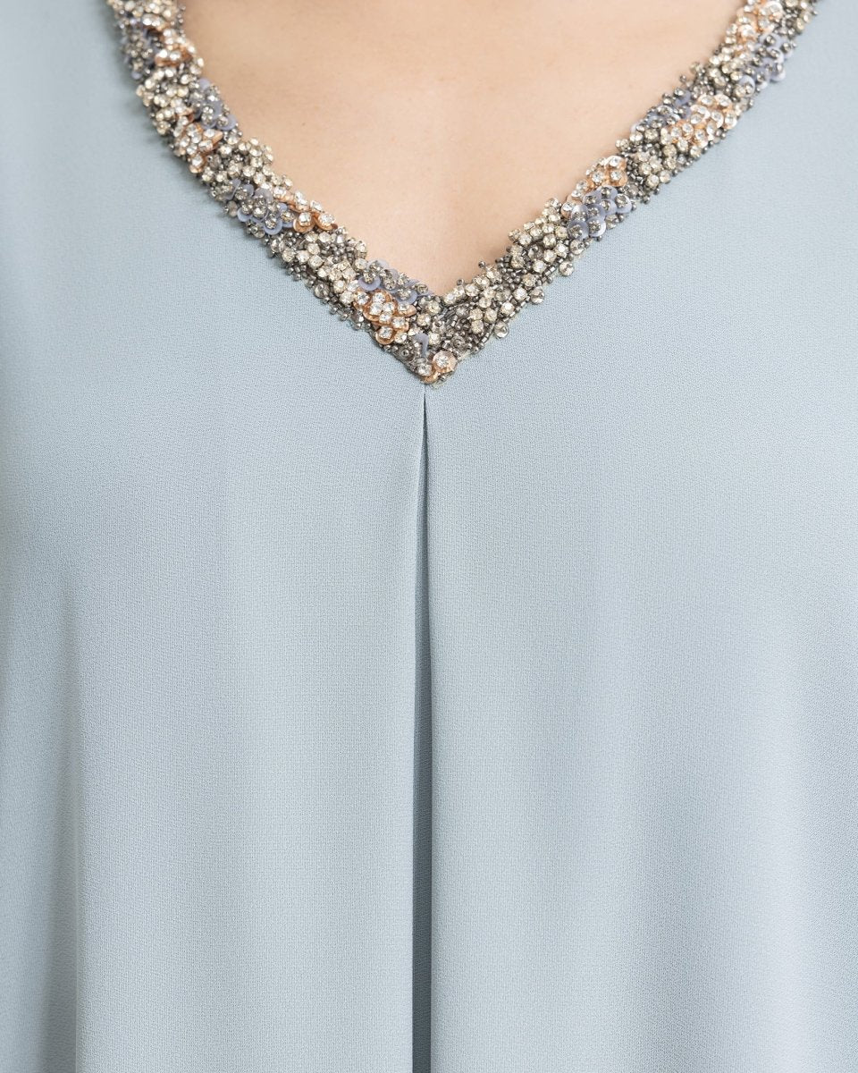 Beaded V - Neckline Kaftan - Gemy Maalouf