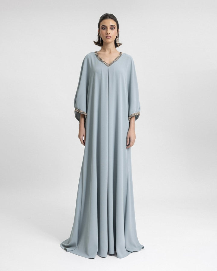 Beaded V - Neckline Kaftan - Gemy Maalouf