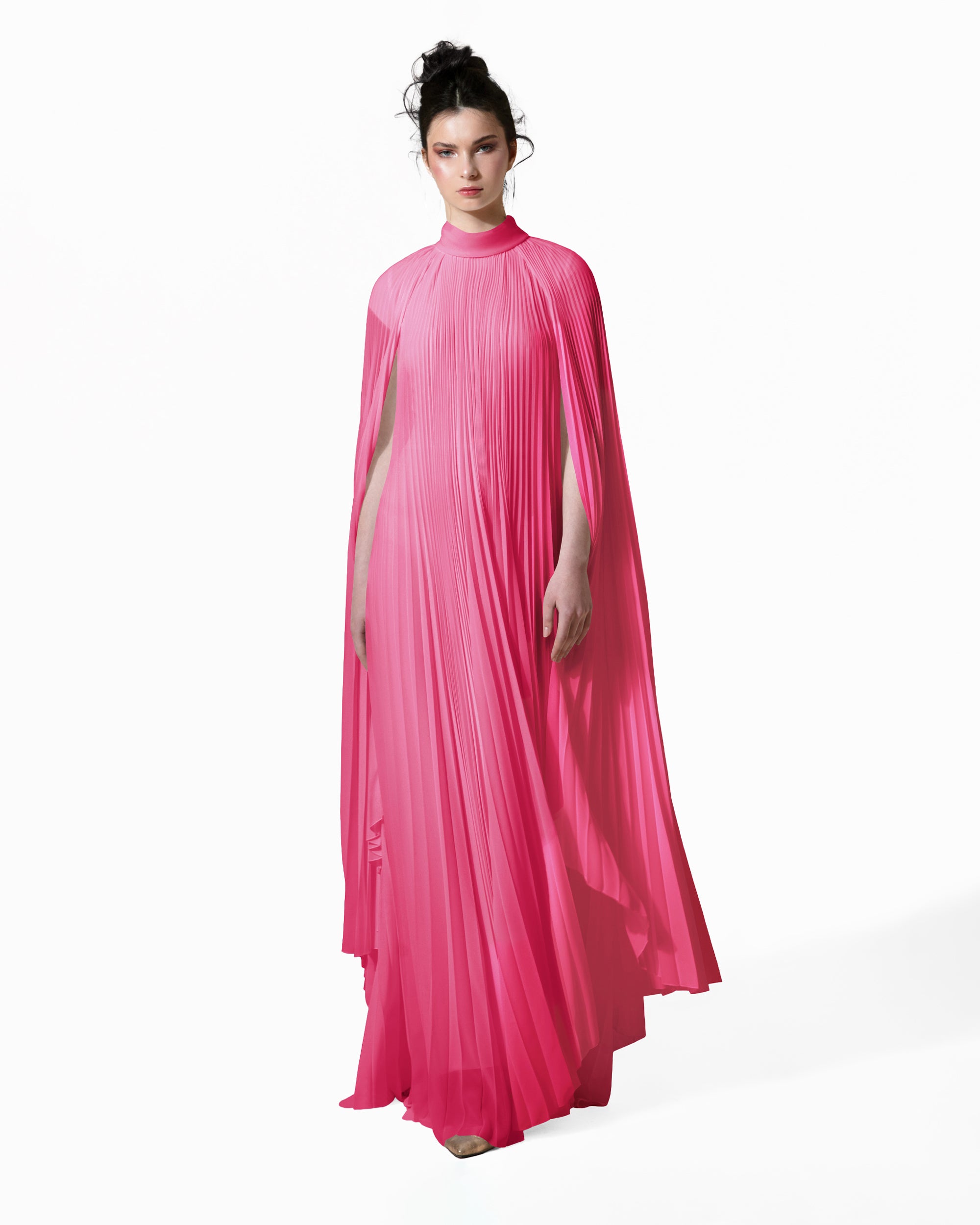 Cape-Like Asymmetrical Candy Pink Dress