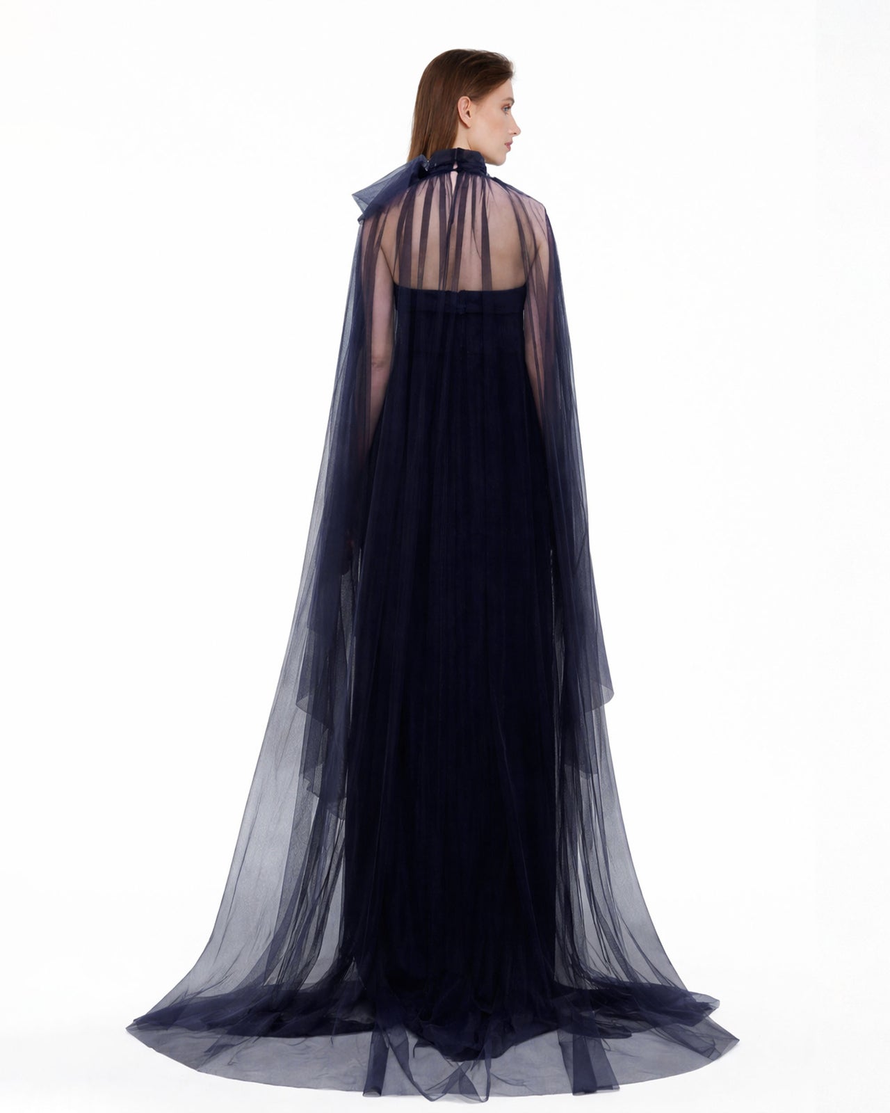 Ruffled Cape with Pleated Dress Gemy Maalouf Ruffled Cape with Pleated Dress Gemy Maalouf