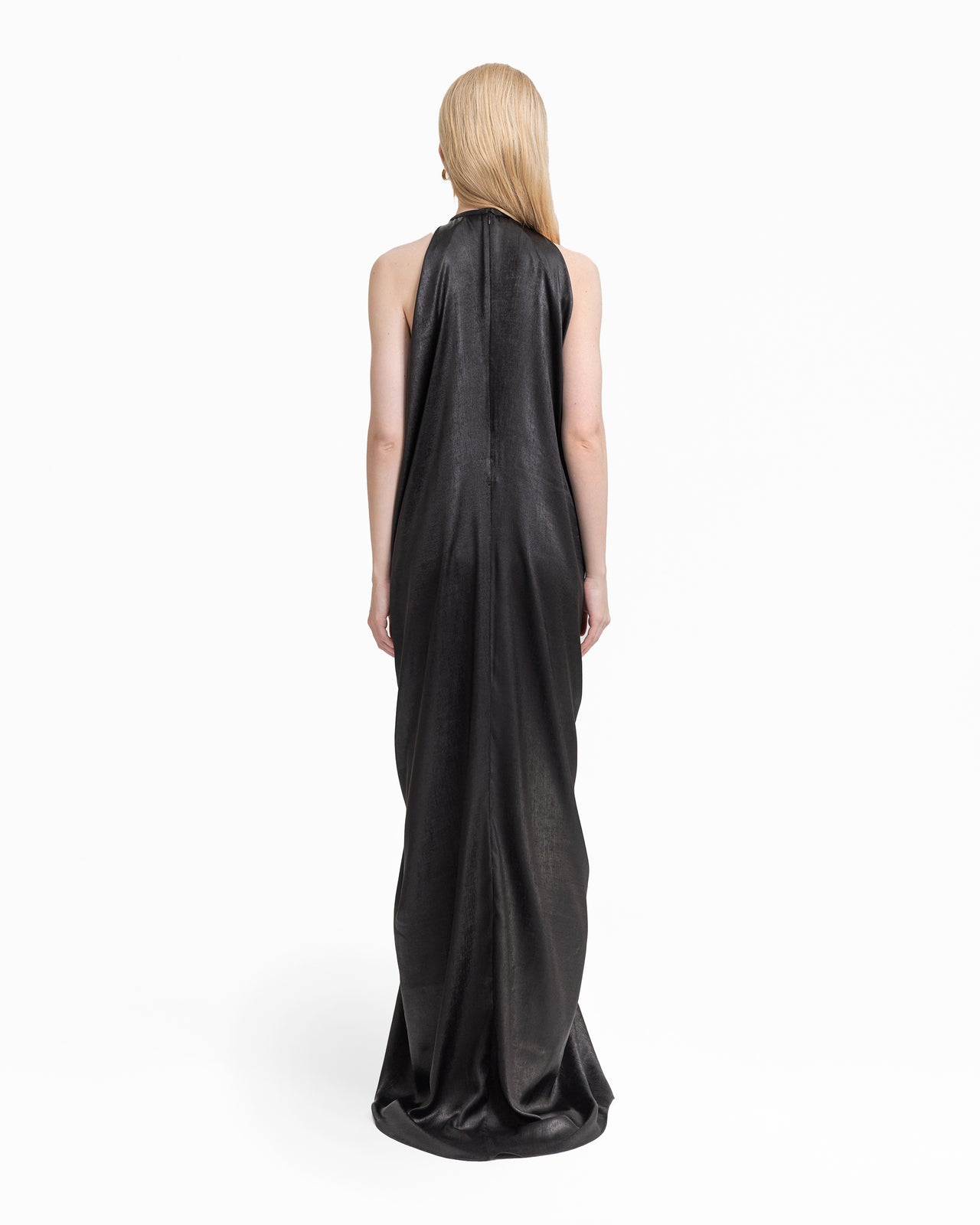 Embellished Draped Lamé Dress