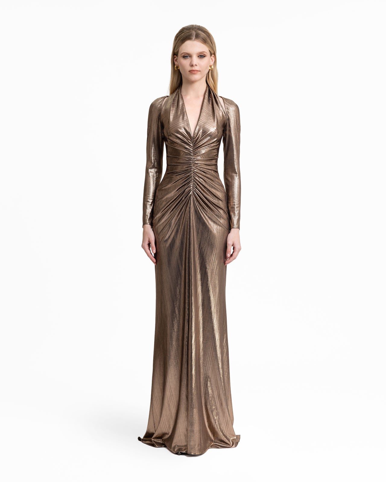 Lamé Jersey Dress with Cut-Outs