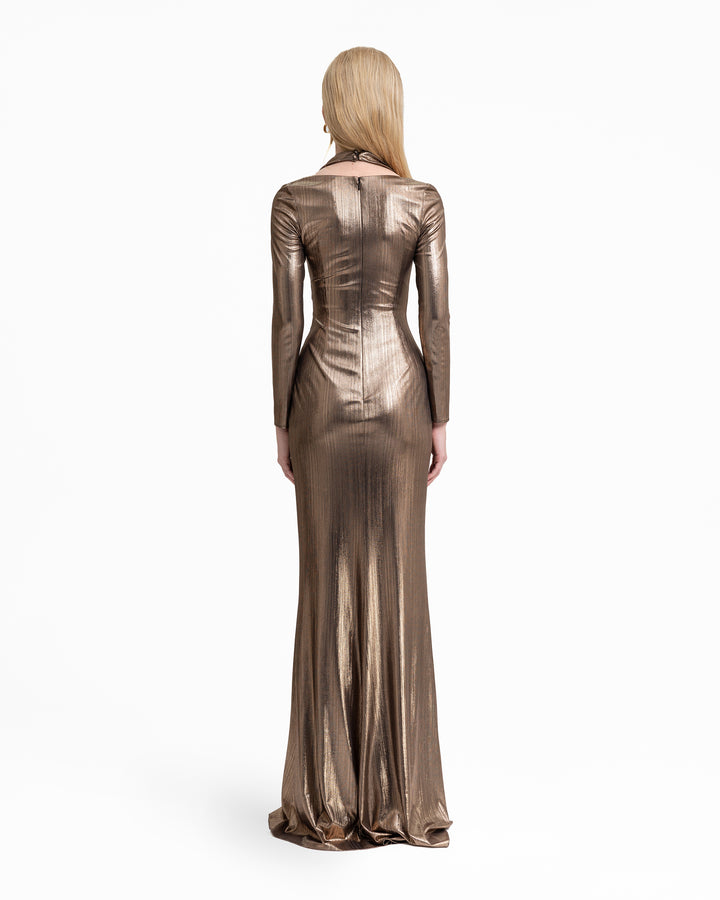 Lamé Jersey Dress with Cut-Outs
